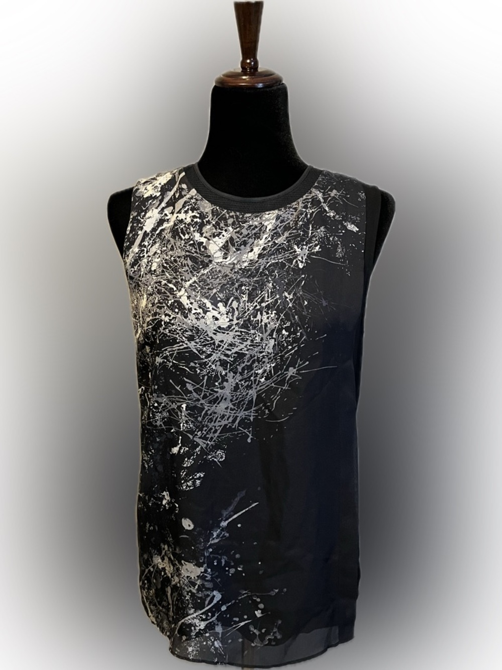ELIE TAHARI Modernist Abstract Sleeveless Top size S